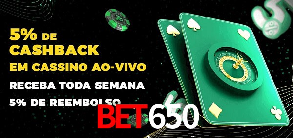 Promoções do cassino ao Vivo bet650